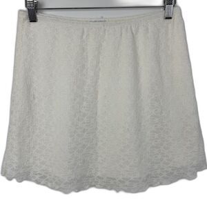 See You Monday XL Ivory Lace Mini Skirt Lined Stretch Coquette Y2K Romantic